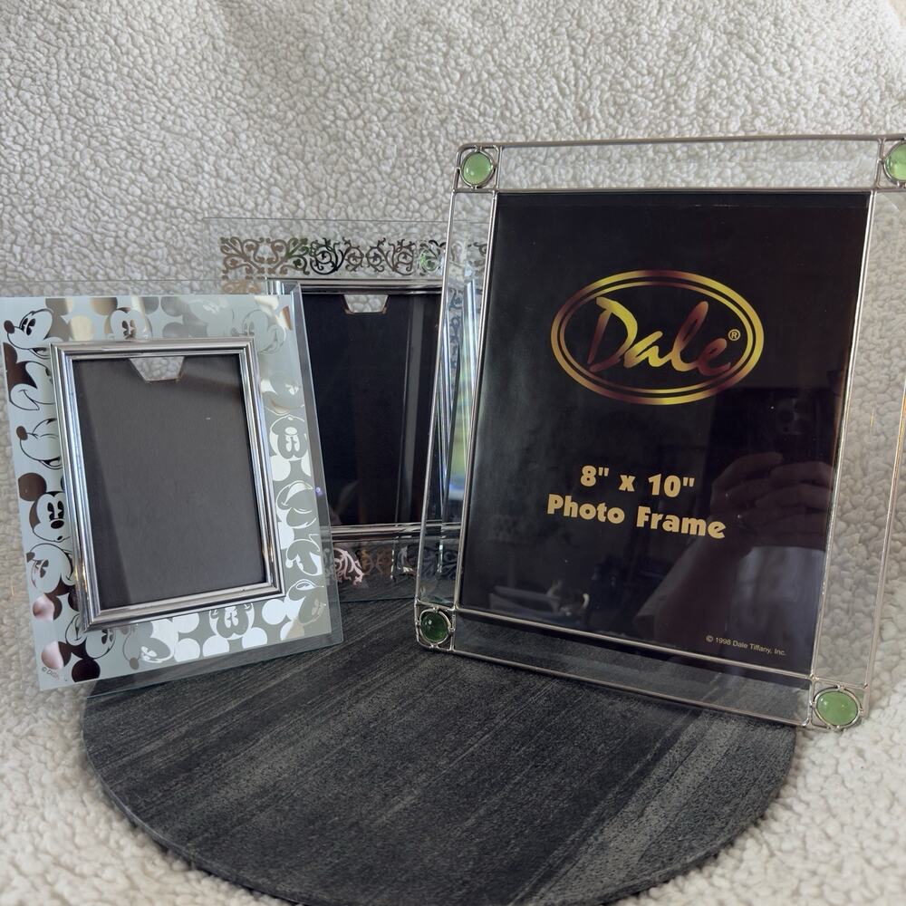 Lot Of 3‎ Vintage Dale Tiffany Picture Frames Stained Glass Mirrored Disney